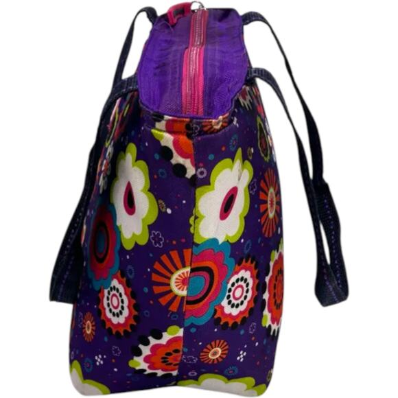 Igloo Floral Lunch Tote Bag Purple Insulated Zip Top Cooler Travel Carry Case - Picture 2 of 12